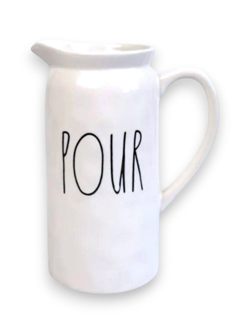 Rae Dunn "Pour" Tall White Ceramic Pitcher